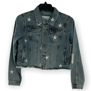 The Style Between US Jeans Jacket Womens Size Medium Star Embroidered Denim NEW